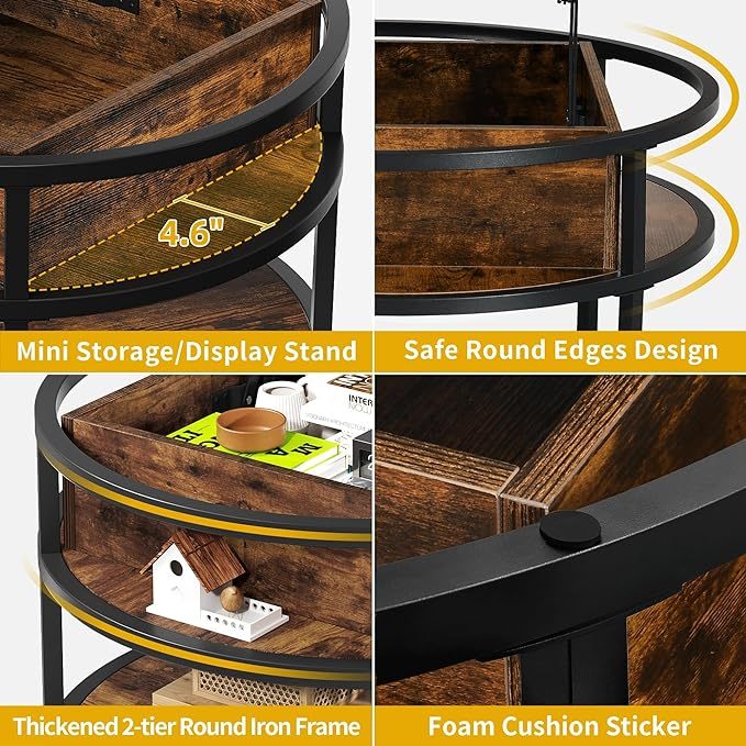 Round Coffee Tables for Living Room,Lift Top Coffee Table with Storage