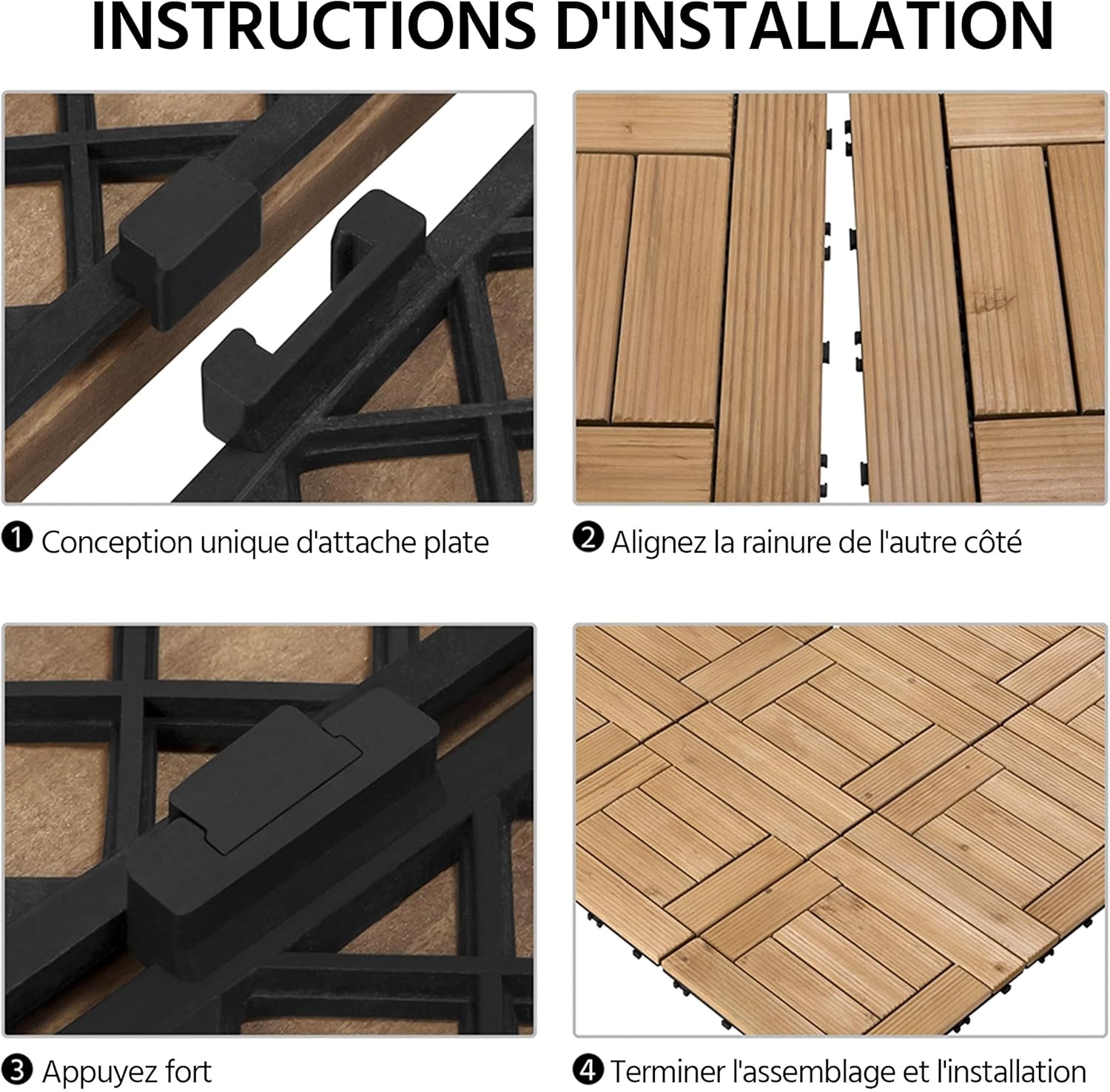 27PCS Natural Wood Deck Tiles