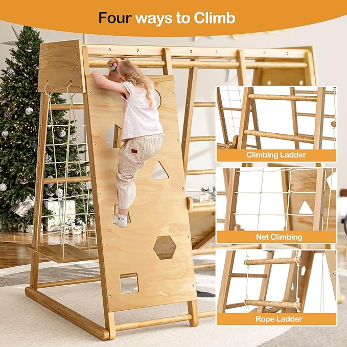 Indoor Jungle Gym for Kids 2-6yrs, Upgraded 8-in-1 Climbing Toy