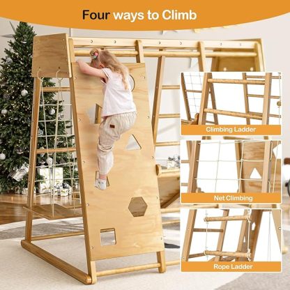Indoor Jungle Gym for Kids 2-6yrs, Upgraded 8-in-1 Climbing Toy