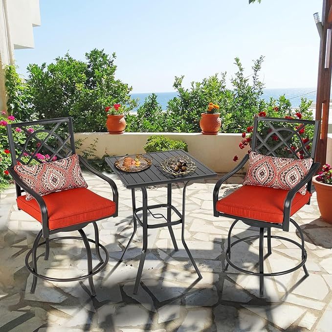 Outdoor Bar Height Bistro Table with Umbrella Hole