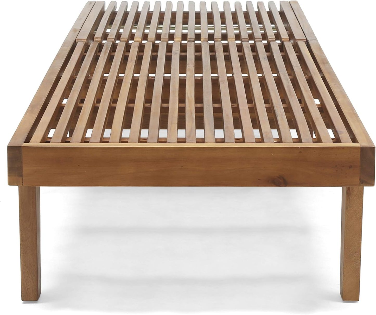 Outdoor Wooden Chaise Lounge (Set of 2), Teak Finish