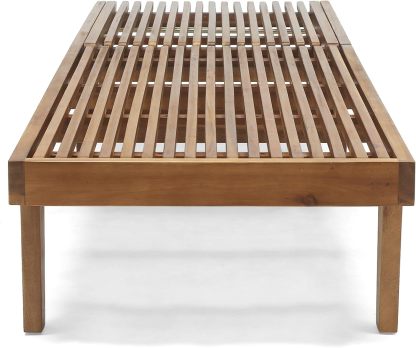 Outdoor Wooden Chaise Lounge (Set of 2), Teak Finish