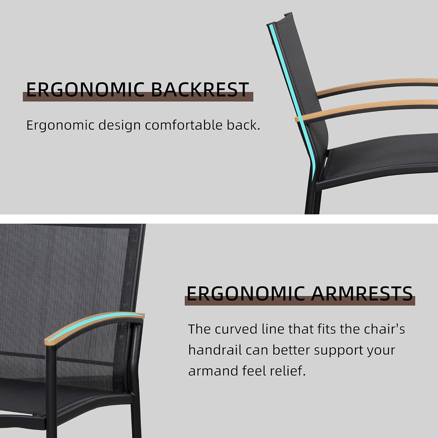 3 Pieces Patio Bistro Sets, Outdoor Textilene Fabric Conversation Bistro Set