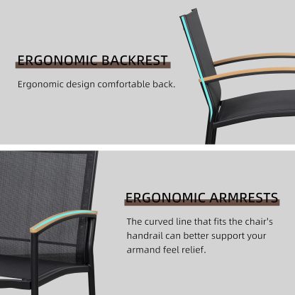 3 Pieces Patio Bistro Sets, Outdoor Textilene Fabric Conversation Bistro Set