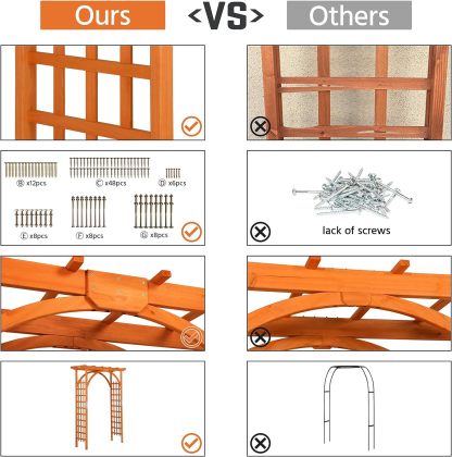 85in Wooden Garden Trellis Horticulture Garden Arch Arbor for Climbing Planting Plant Stand in Garden Yard Outdoor, Brown