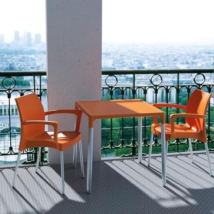 Resin Outdoor Arm Chair in Orange (Set of 4)