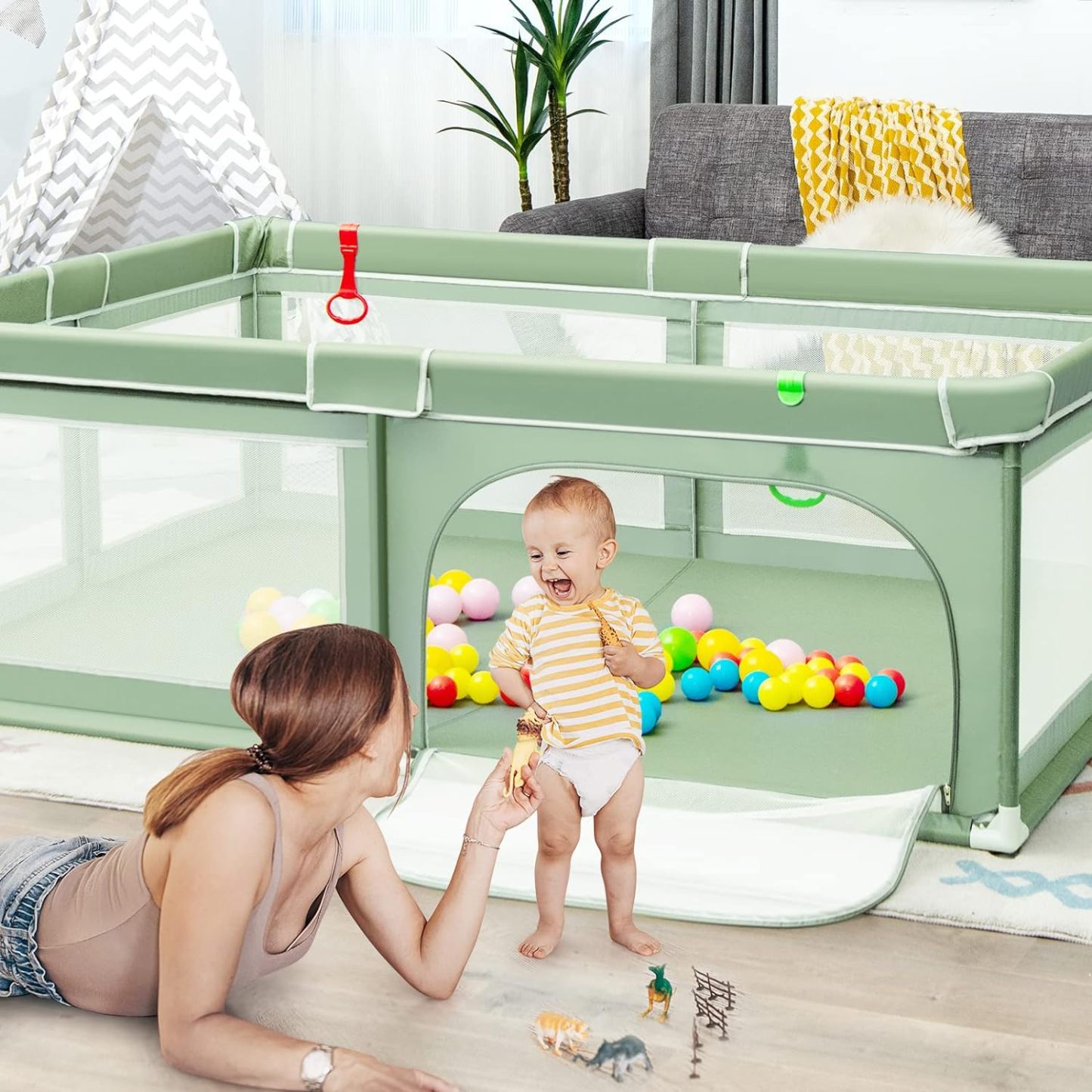 Extra Large Baby Gate Playpen w/ 50 Ocean Balls