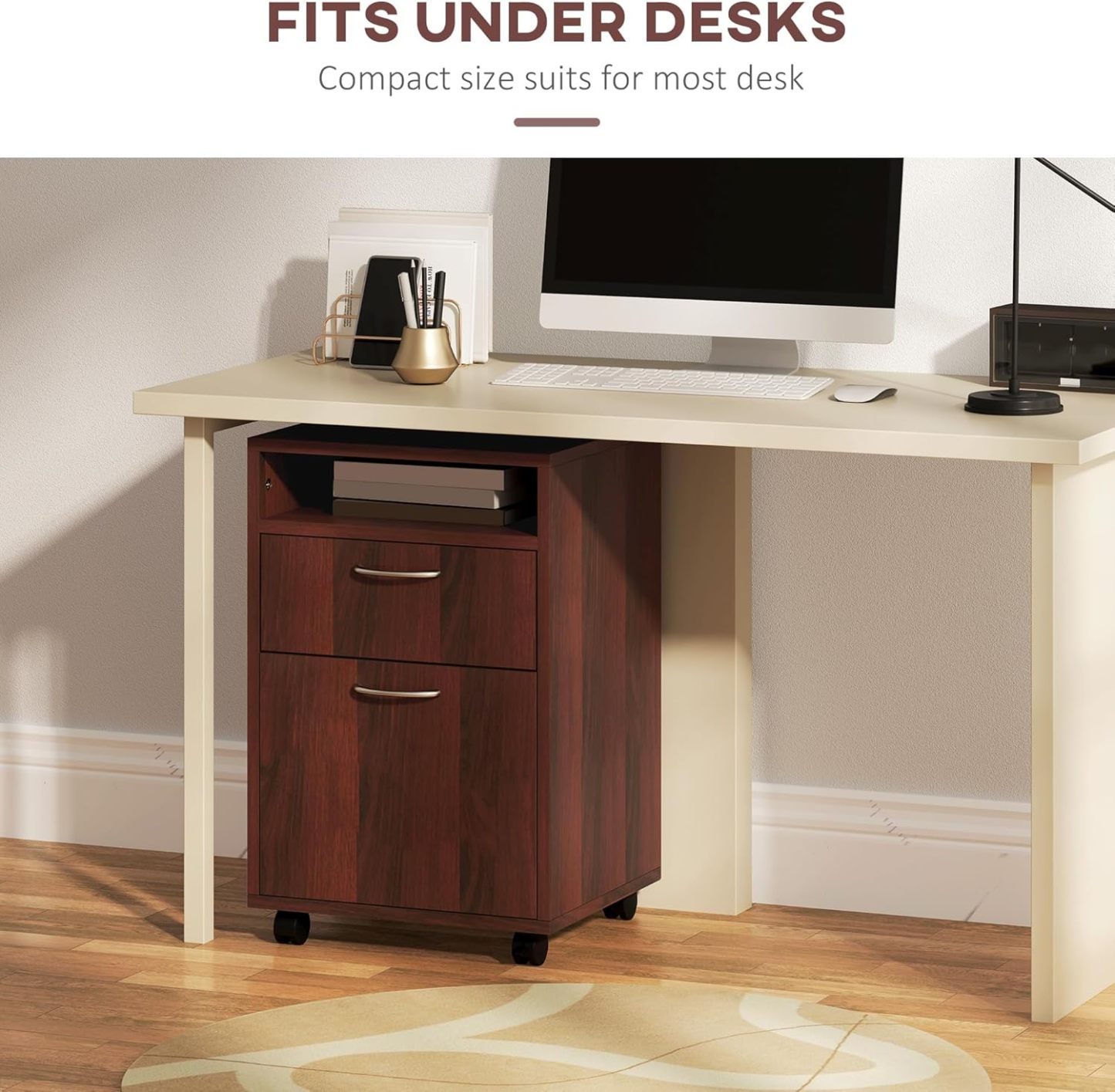 Mobile Storage Cabinet Organizer with Drawer and Cabinet