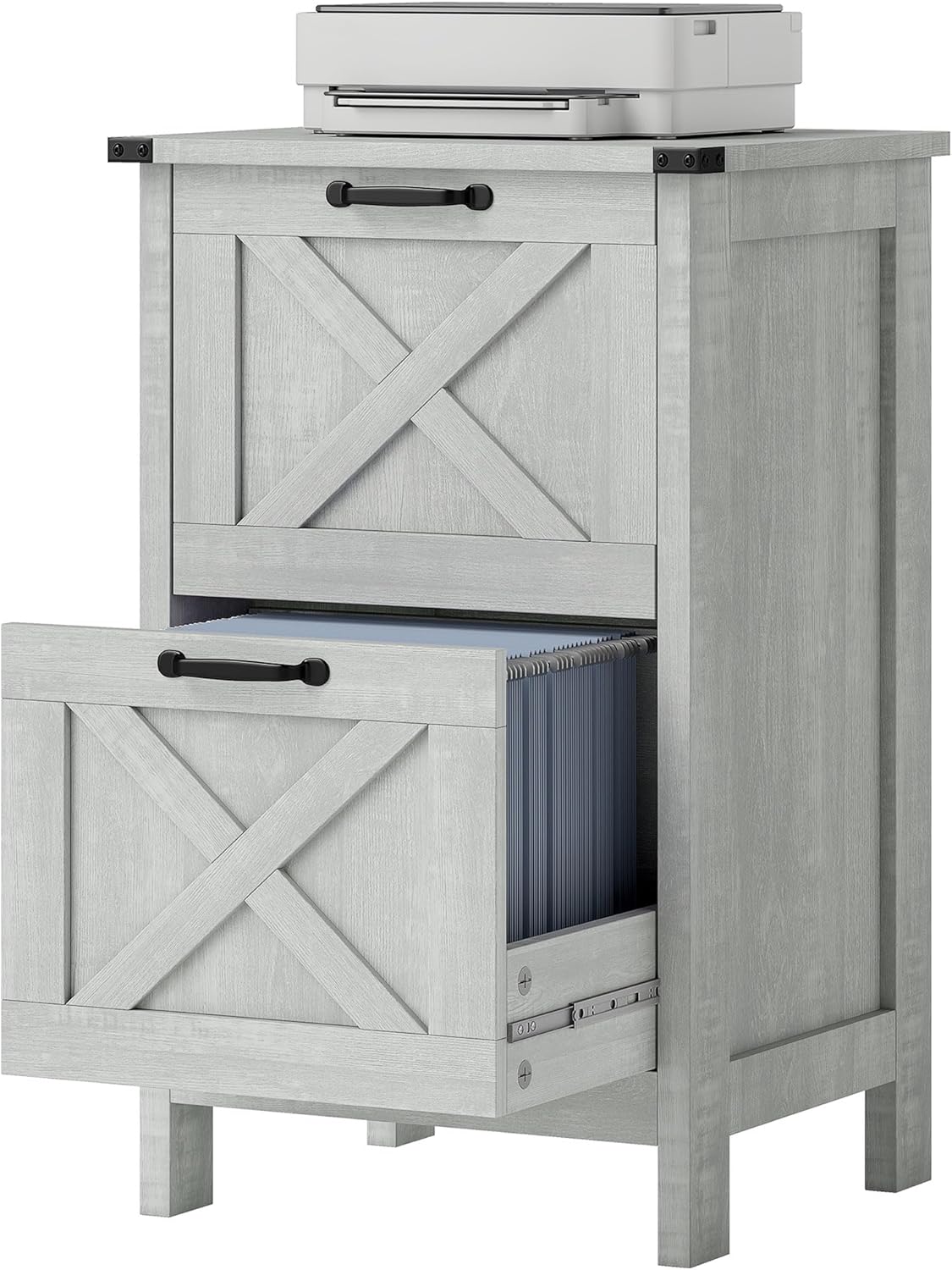 Rustic Farmhouse Filing Cabinet with Barn Doors for A4/Letter Size 15.7"D x 18.1"W x 29.5"H