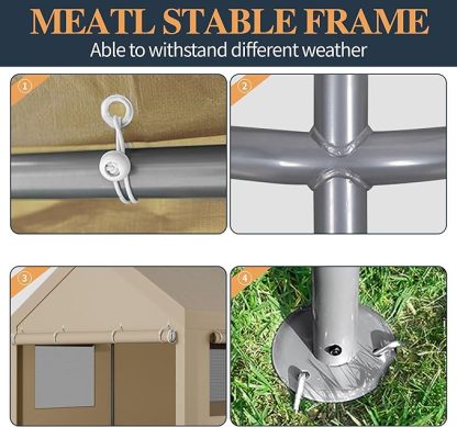 10x18.5ft Heavy Duty Carport, Portable Garage with Removable Sidewalls