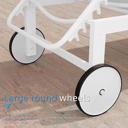 2 PCS Outdoor Chaise Lounges Chair with Wheels Aluminum Reclining Patio Lounge Chairs