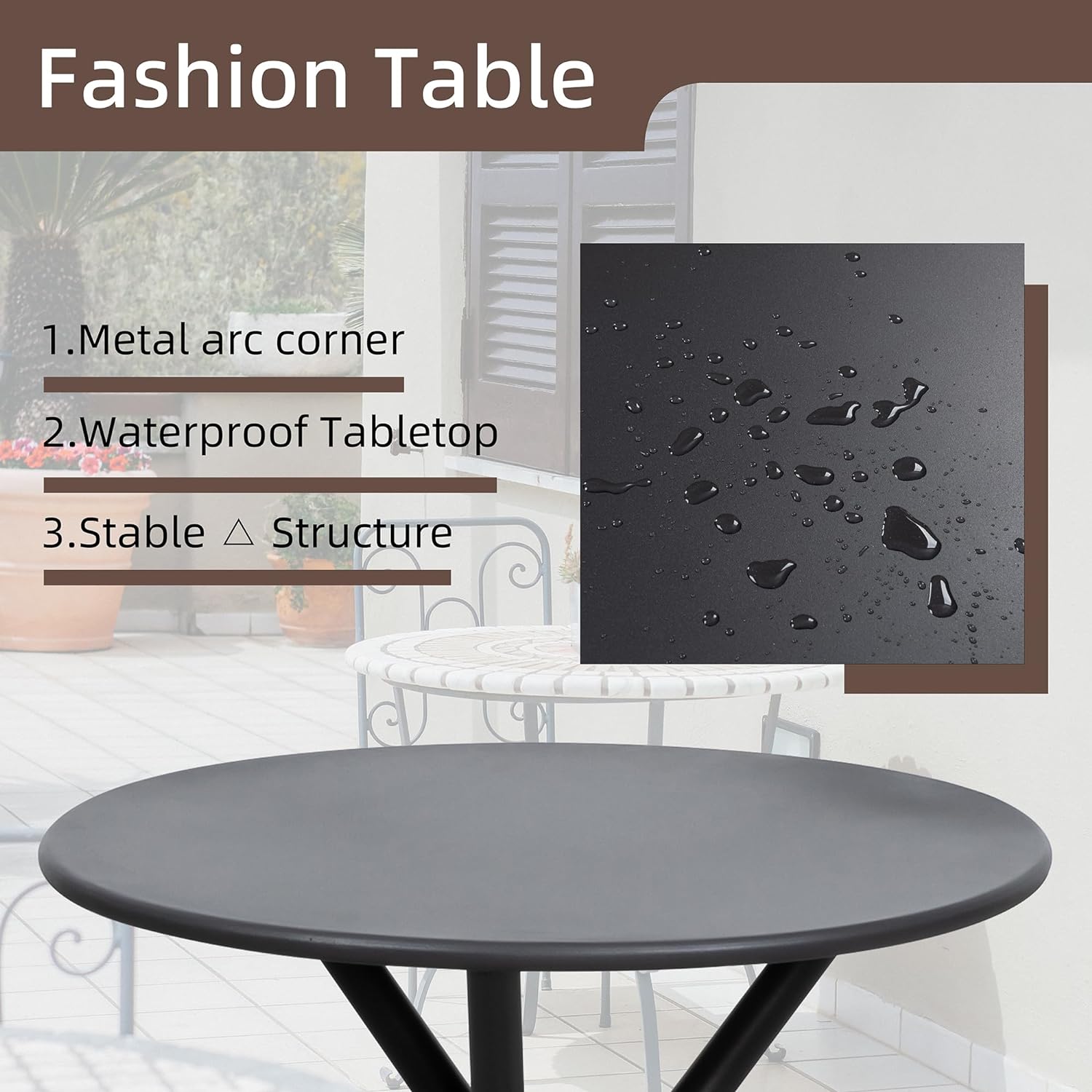 3 Pieces Patio Bistro Sets, Outdoor Textilene Fabric Conversation Bistro Set