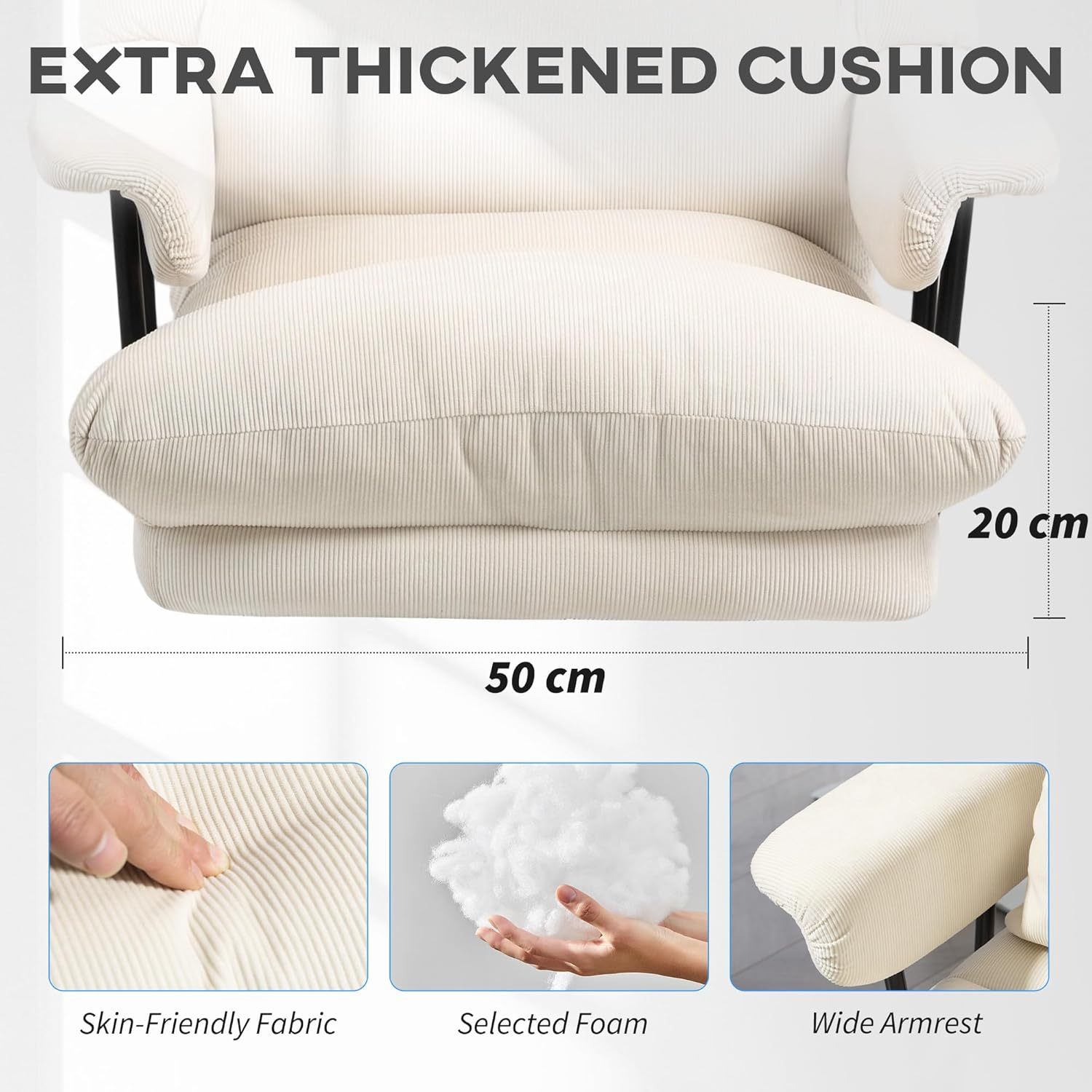 High Back Reclining Executive Corduroy Computer Desk Chair with Footrest