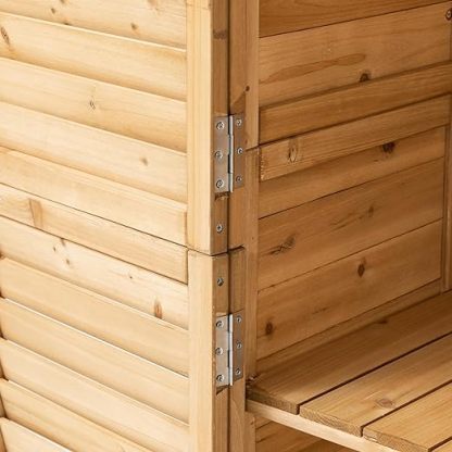 Outdoor Storage Cabinet with 3 Shelves, Wooden Garden Shed with Double Doors& Waterproof Roof, Outside Utility Tall Tool Organizer for Garden Farm Backyard