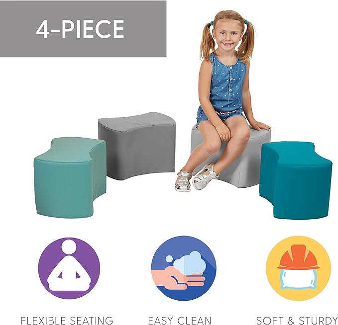 12" Butterfly Modular Soft Foam Stool Set for Children Ages 4-7