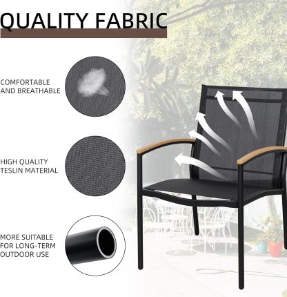 3 Pieces Patio Bistro Sets, Outdoor Textilene Fabric Conversation Bistro Set