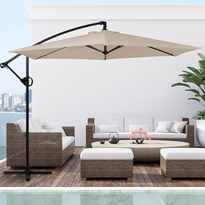Patio Offset Umbrella with Easy Tilt Adjustment,Crank and Cross Base