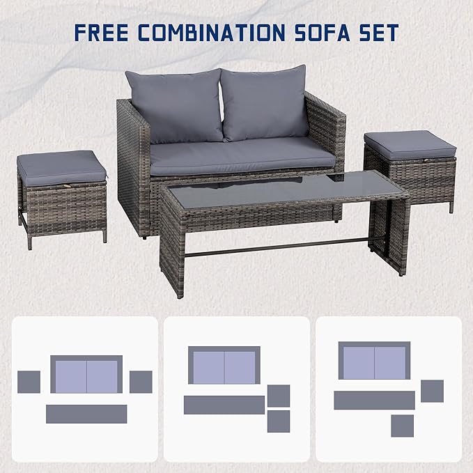 Patio Furniture 4 Pieces Wicker Patio Furniture Sets