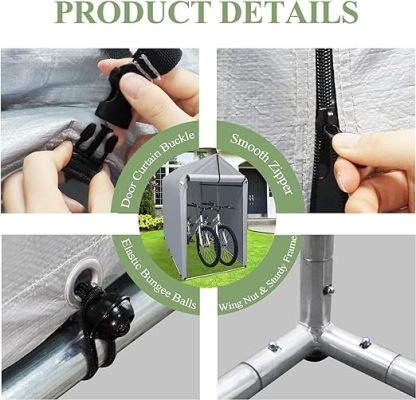 6 x 3Ft Outdoor Storage Shed Heavy Duty Portable Storage Shelter with Roll-up Zipper Door for Bike