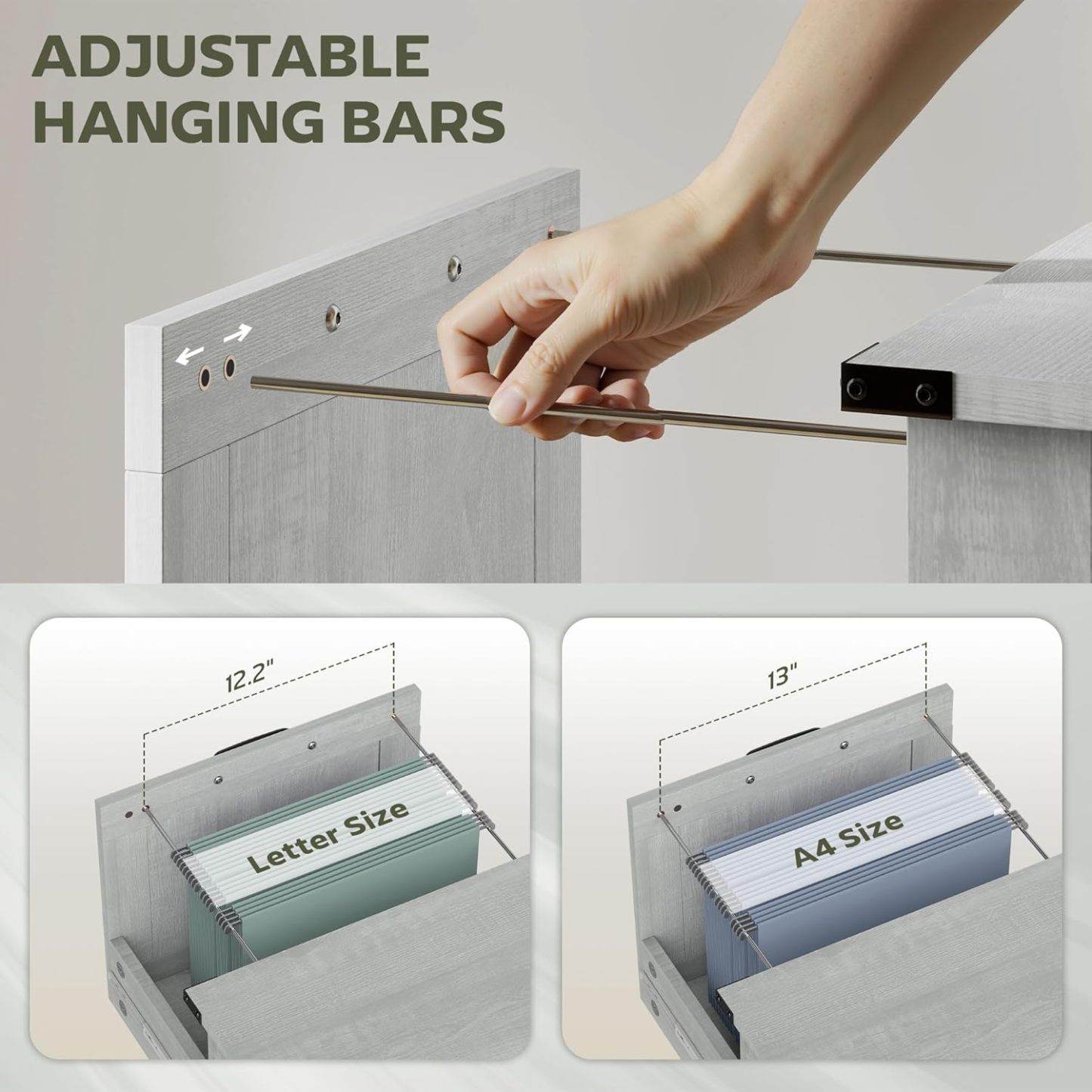 Rustic Farmhouse Filing Cabinet with Barn Doors for A4/Letter Size 15.7"D x 18.1"W x 29.5"H