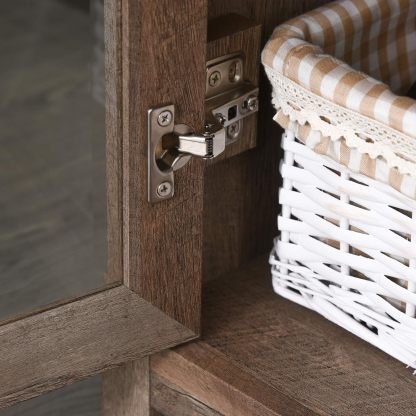 71" Bookcase Storage Hutch Cabinet with Adjustable Shelves and Glass Doors