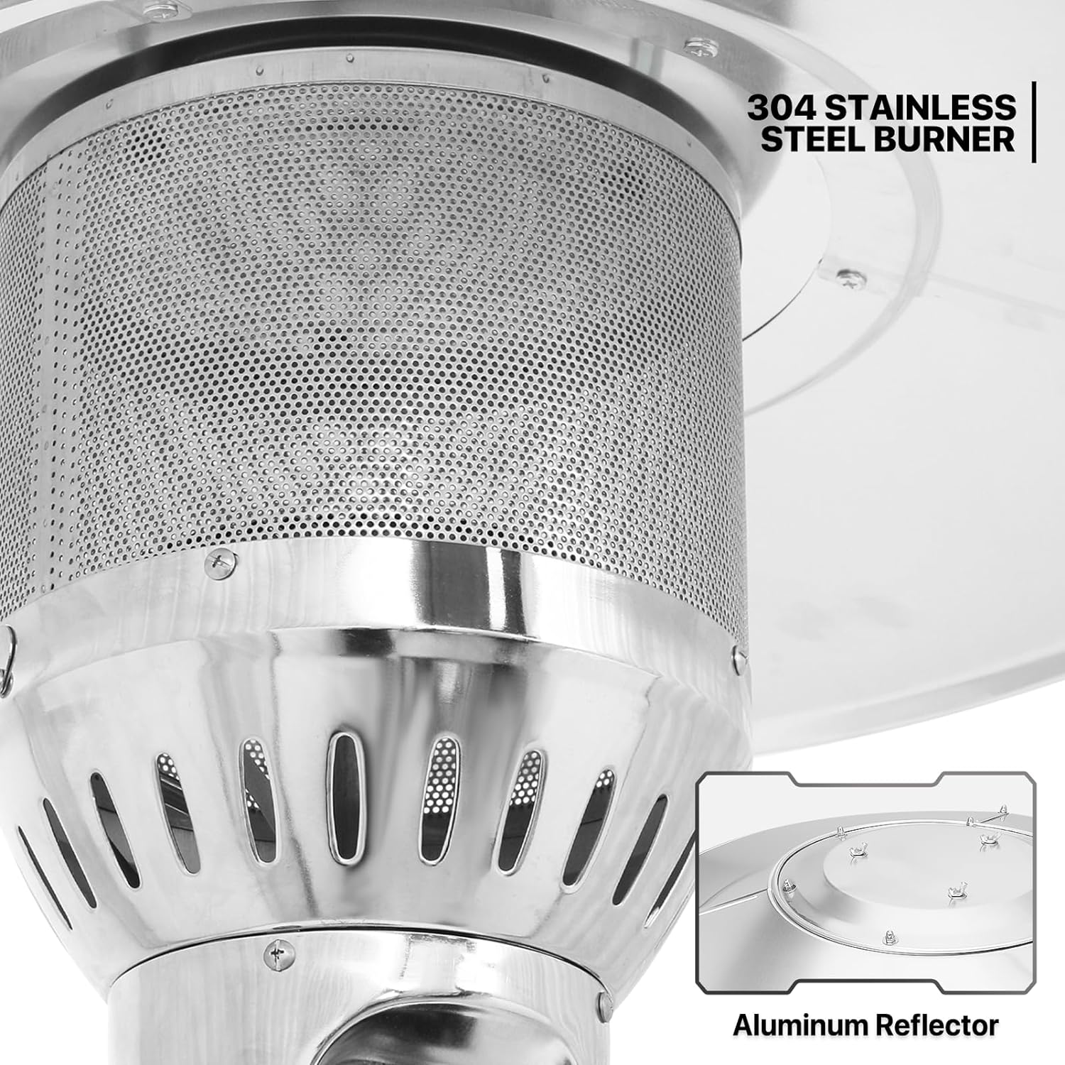 41000 BTU Propane Patio Heater with Wheels and Stainless Steel Burner Outdoor Patio Heater for Commercial Use, Residential, Garden, Backyard, Porch, Deck, Balcony (Silver)