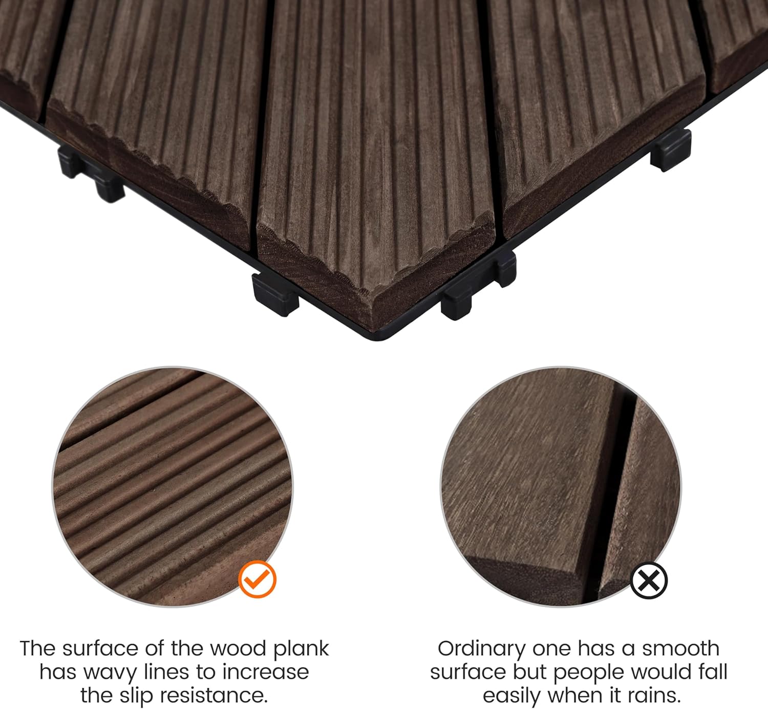  27PCS Wooden Flooring Patio Deck Tiles