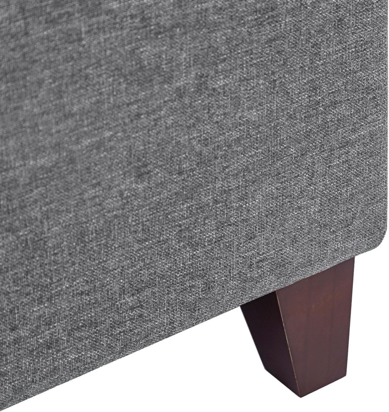 Square Ottoman Fabric Cube Foot Rest Stool with Wooden Legs