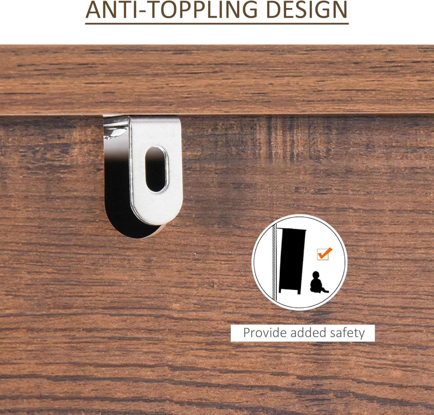 4 Tier Bookshelf Utility Organizer with Back Support and Anti-Topple Design