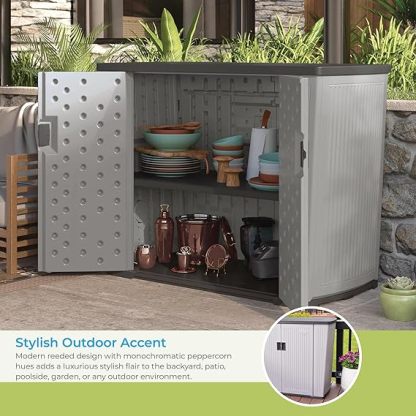 Outdoor Storage Unit, 130 Gallons, Peppercorn