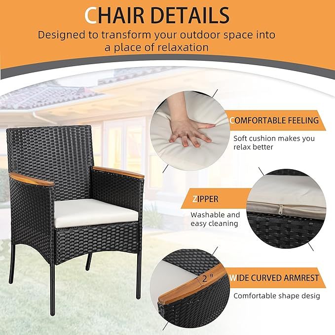 4-Piece Patio Furniture Set, Outdoor Wicker Patio Conversation Furniture Set