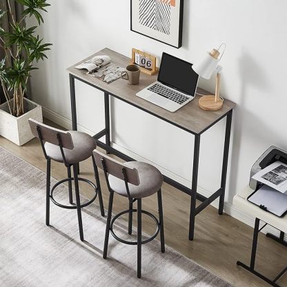 Bar Table and Chairs Set for 2, 3-Piece Small Rectangle Pub Bistro Table and PU Upholstered Stools with Backrest