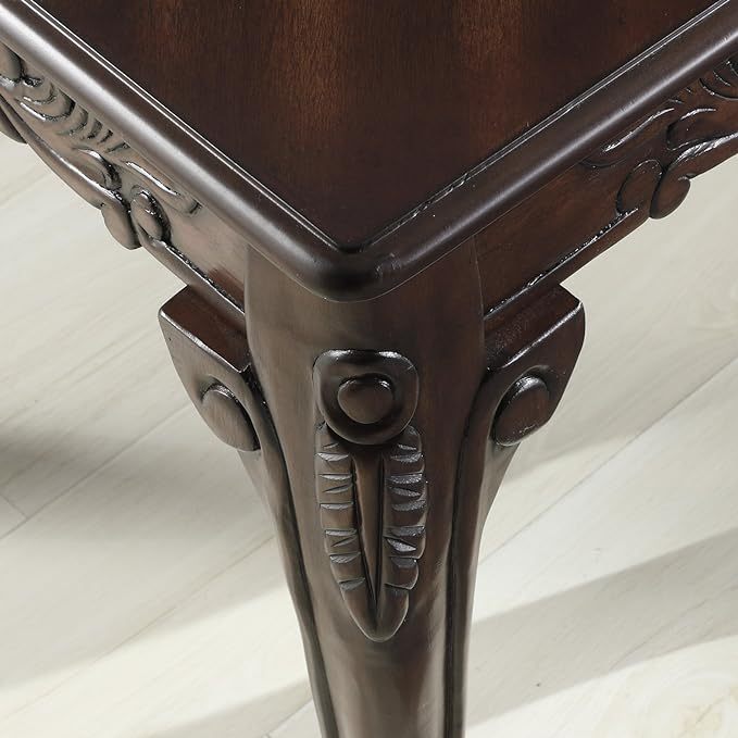 Traditional Ornate Detailing Wood Coffee Table, Dark Cherry