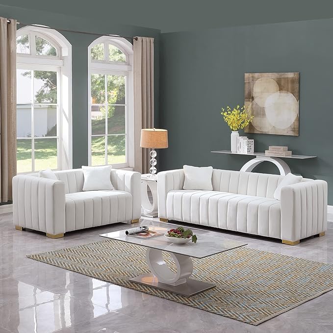2 Piece Living Room Furniture Set, Including Loveseat and 3-Seater Sofa Couch