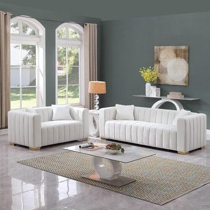 2 Piece Living Room Furniture Set, Including Loveseat and 3-Seater Sofa Couch