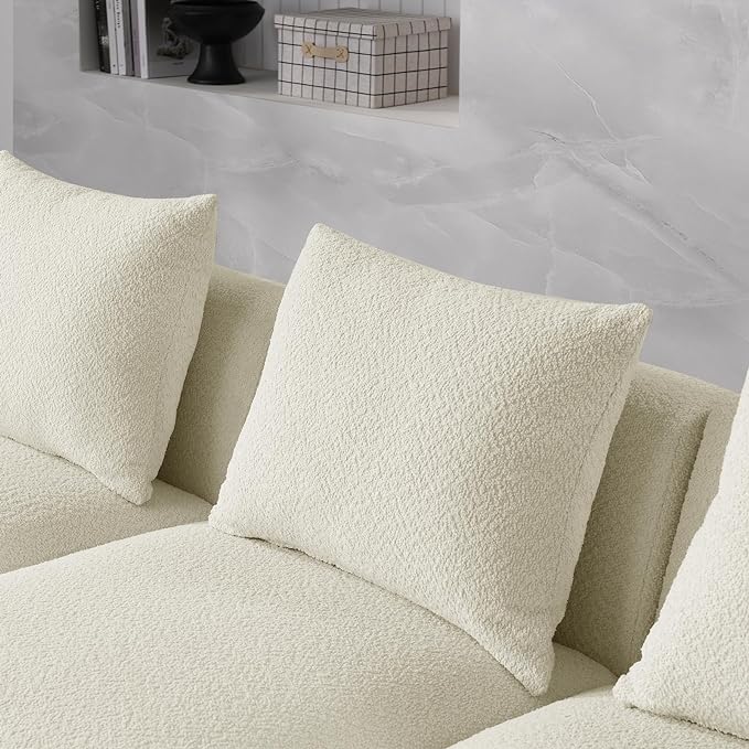 Modular Sectional Sofa, Boucle L-Shaped Couch with Left Side Chaise
