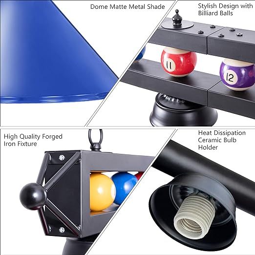59'' Hanging Pool Table Light Fixture for Game Room Beer Party, Ball Design Metal Billiards Light