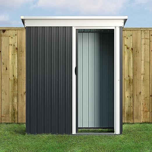 5.4x2.9FT Outdoor Storage Shed, Metal Tool Shed with Sloping Roof and Lockable Door for Backyard, Outside Lawn Storage Sheds for Backyard Patio,Black