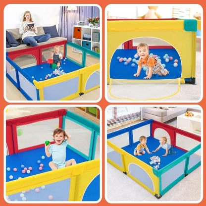 Extra Large Baby Gate Playpen w/ 50 Ocean Balls, No Gaps Infant Safety Gates