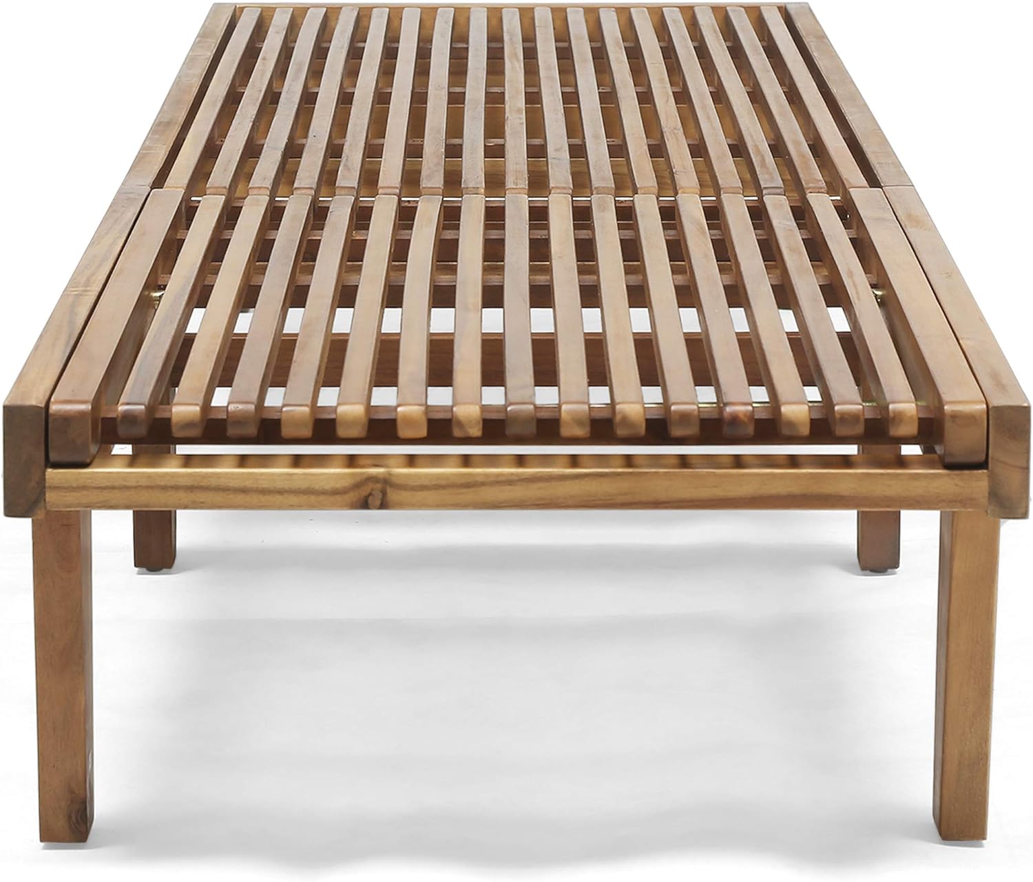 Outdoor Wooden Chaise Lounge (Set of 2), Teak Finish