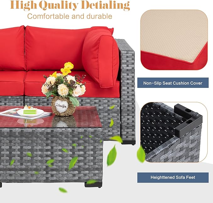 Wicker Rattan Outdoor Patio All Weather Furniture w/Removable Cushions