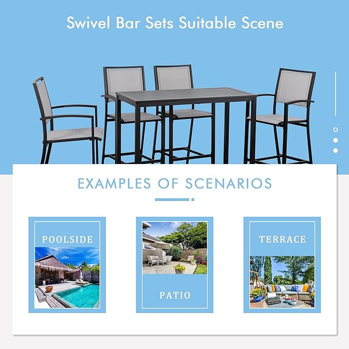 All Weather Textile Fabric Outdoor High Stool Bistro Set