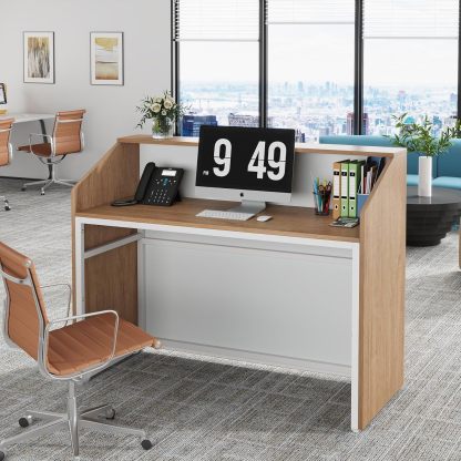 Modern Front Desk Reception Room Table with Cable Grommet, 47 inch Retail Counter