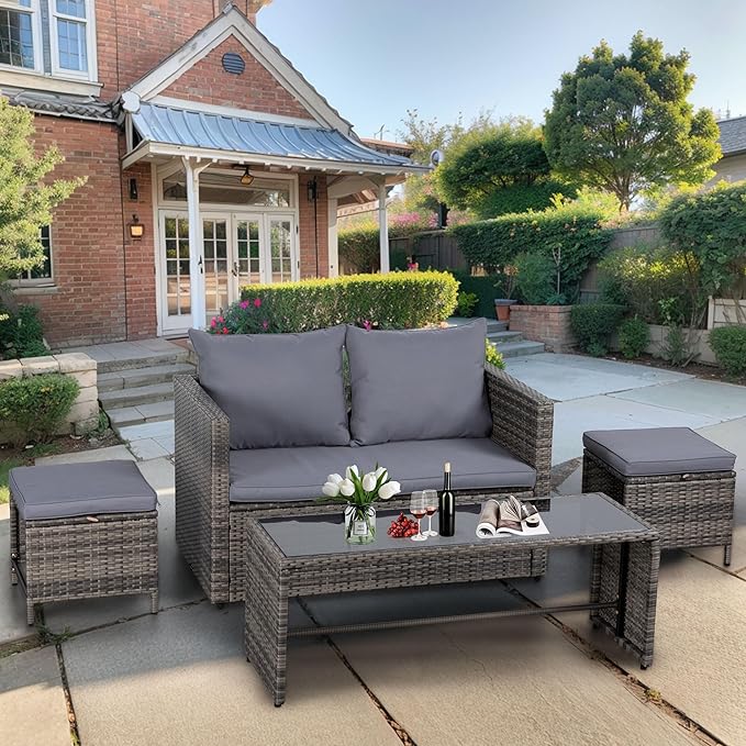 Patio Furniture 4 Pieces Wicker Patio Furniture Sets