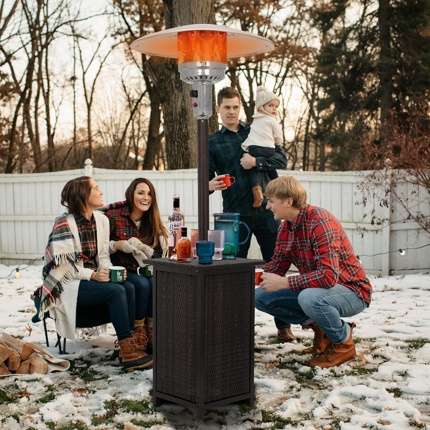 48000 BTU Propane Patio Heater with Stainless Steel Burner Outdoor Patio Heater for Commercial Use, Residential, Garden, Backyard, Porch, Deck, Balcony (Brown)