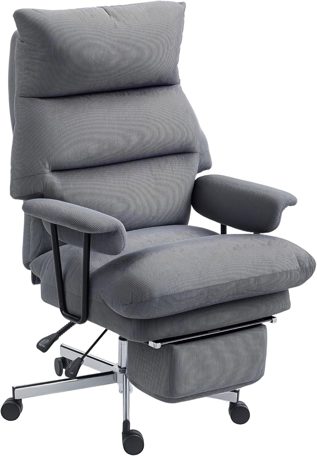High Back Reclining Executive Corduroy Computer Desk Chair with Footrest