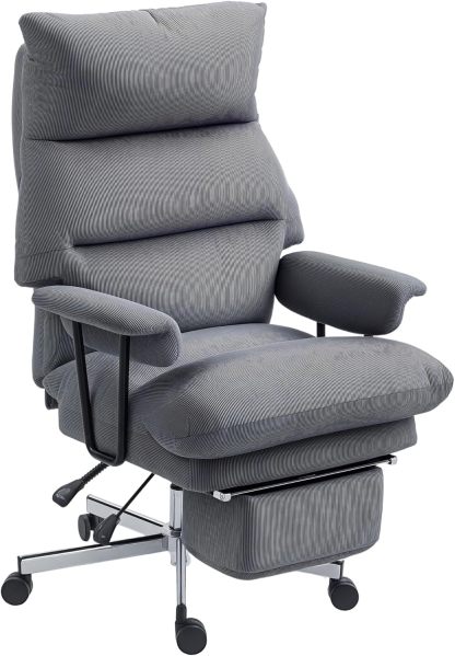 High Back Reclining Executive Corduroy Computer Desk Chair with Footrest