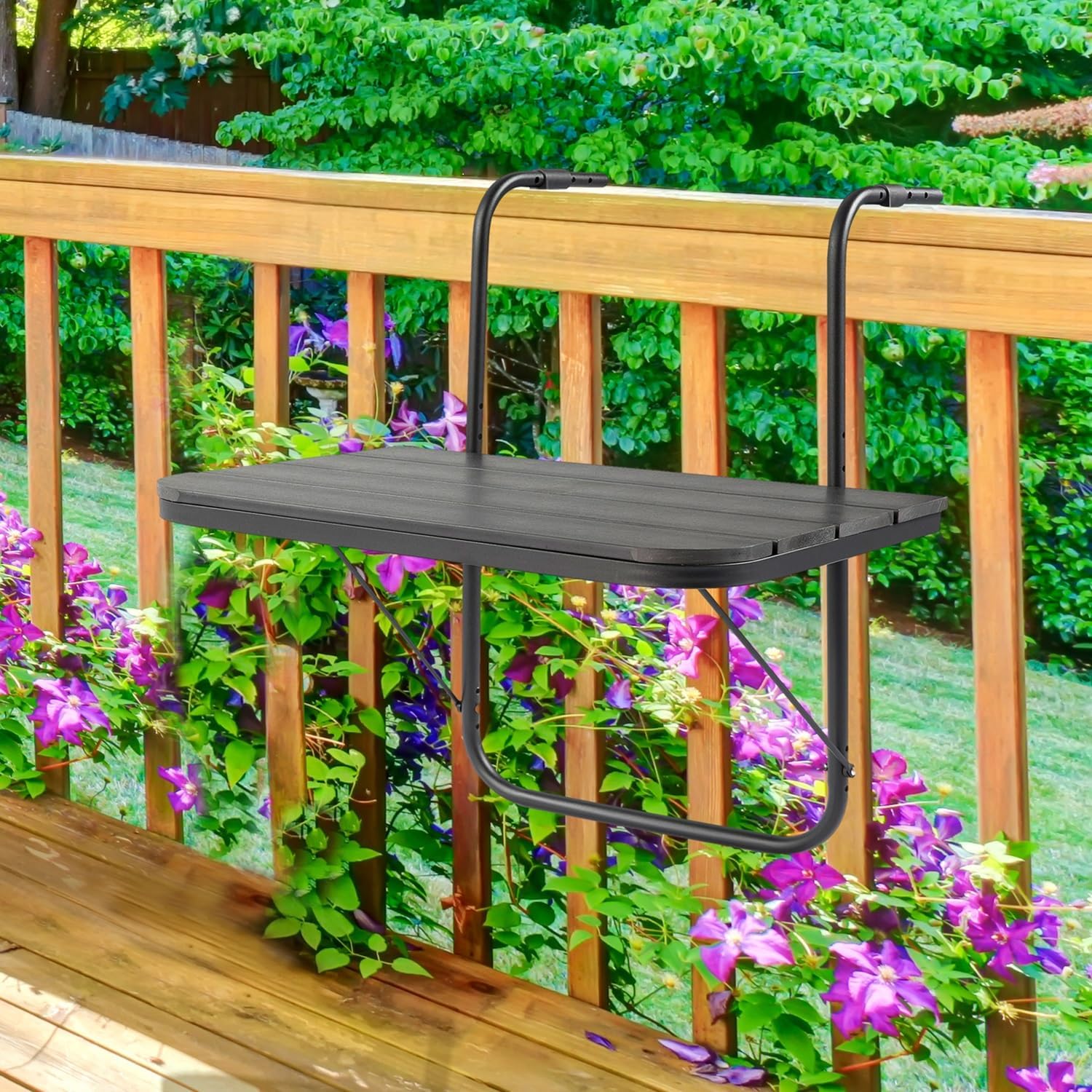 Balcony Railing Table Hanging Folding Deck Railing Table Outdoor Balcony Bar Tables