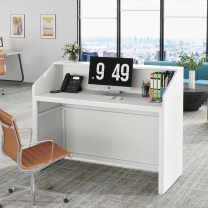 Modern Front Desk Reception Room Table with Cable Grommet, 47 inch Retail Counter
